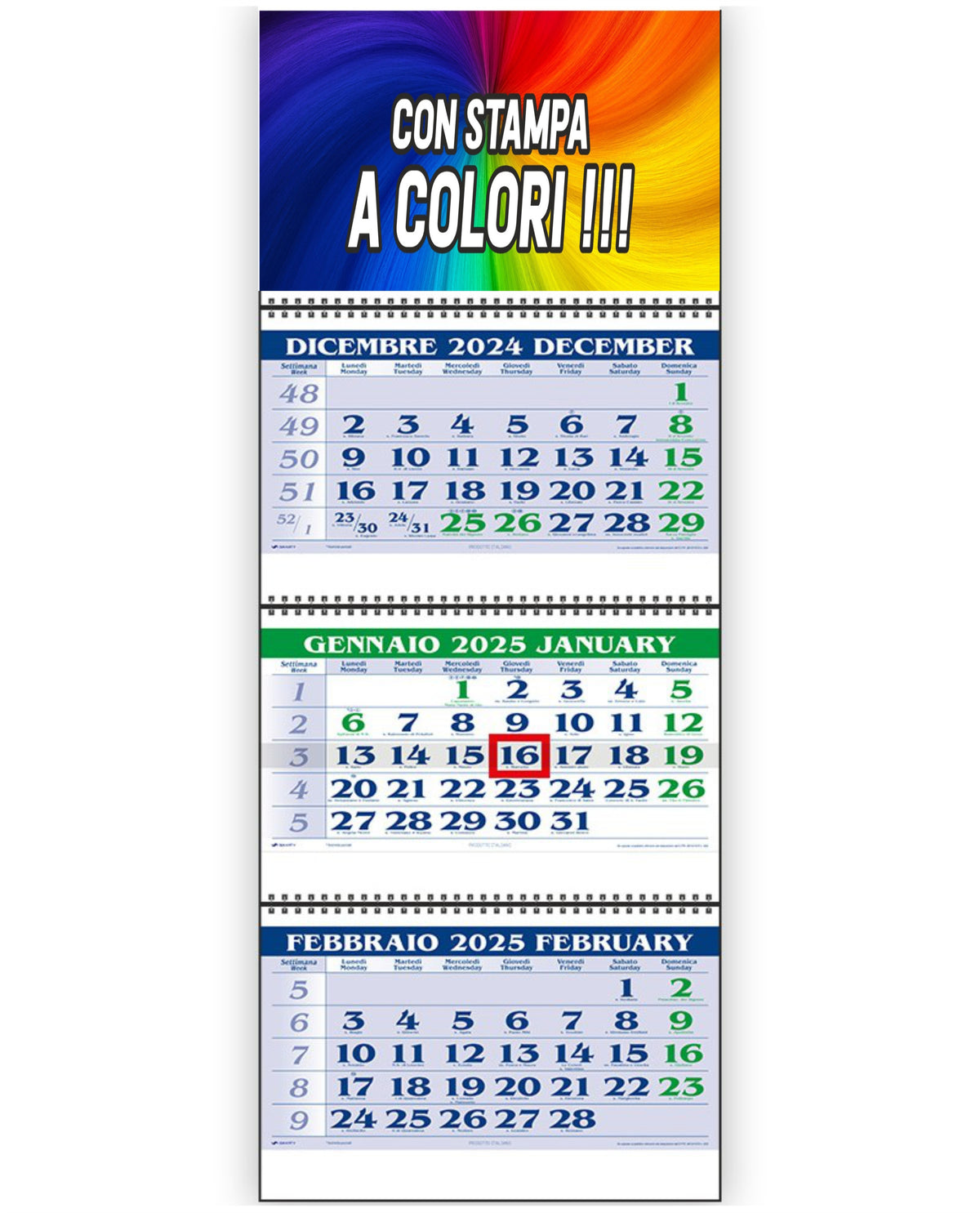 Calendario Trittico Verde e Blu 2026